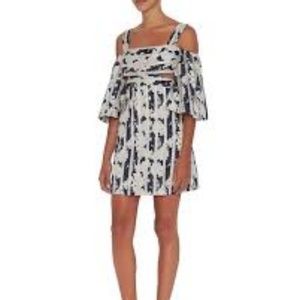Alexis Navy/White Floral/Stripe Flare Dress, XS